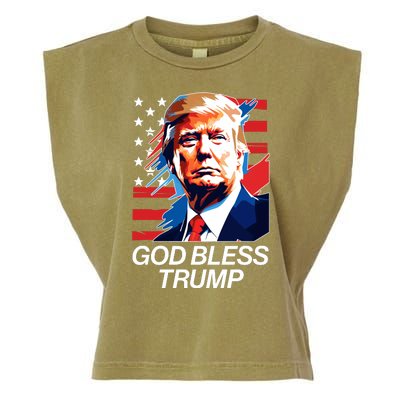 Patriotic God Bless Trump Garment-Dyed Women's Muscle Tee