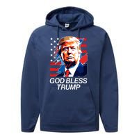 Patriotic God Bless Trump Performance Fleece Hoodie