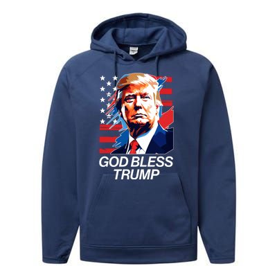 Patriotic God Bless Trump Performance Fleece Hoodie