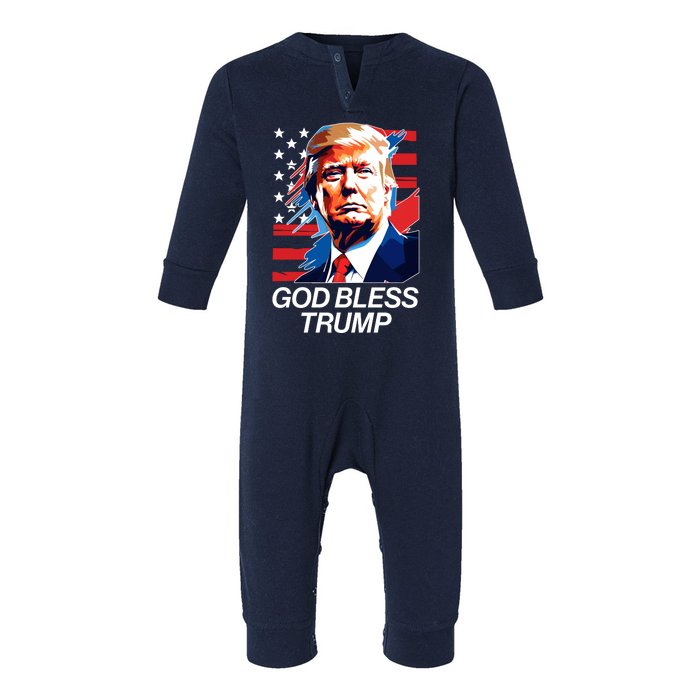 Patriotic God Bless Trump Infant Fleece One Piece