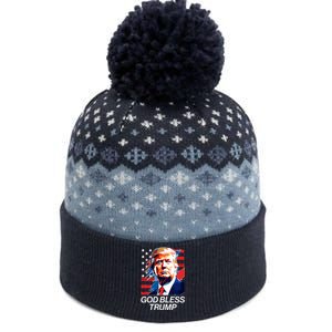 Patriotic God Bless Trump The Baniff Cuffed Pom Beanie