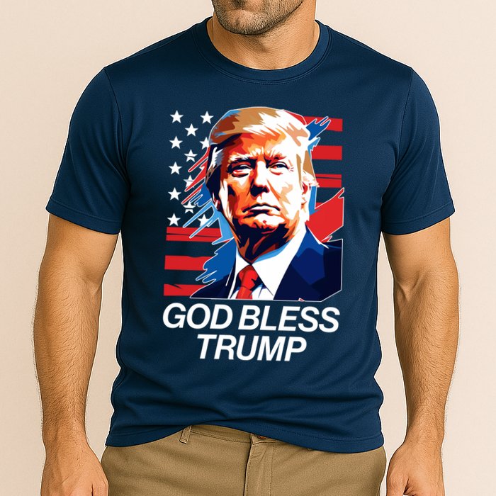 Patriotic God Bless Trump Performance Shirt