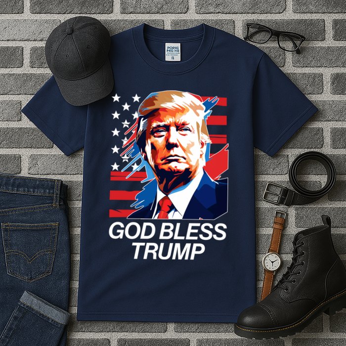 Patriotic God Bless Trump Tall T-Shirt