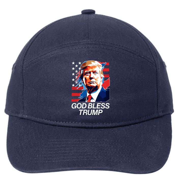 Patriotic God Bless Trump 7-Panel Snapback Hat