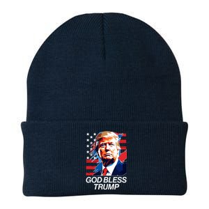 Patriotic God Bless Trump Knit Cap Winter Beanie