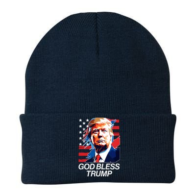 Patriotic God Bless Trump Knit Cap Winter Beanie