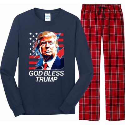 Patriotic God Bless Trump Long Sleeve Pajama Set