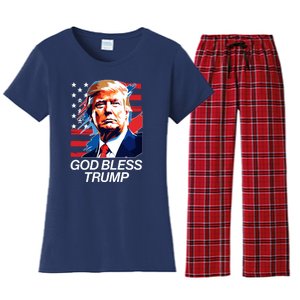 Patriotic God Bless Trump Women's Flannel Pajama Set