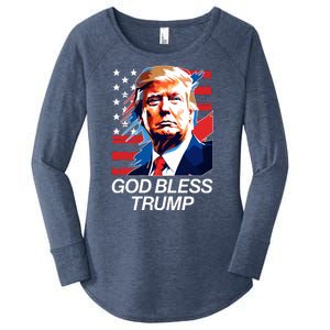 Patriotic God Bless Trump Women's Perfect Tri Tunic Long Sleeve Shirt