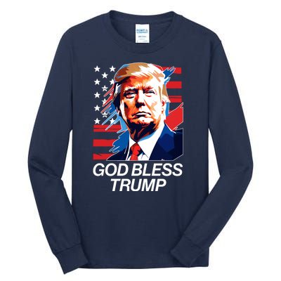 Patriotic God Bless Trump Tall Long Sleeve T-Shirt