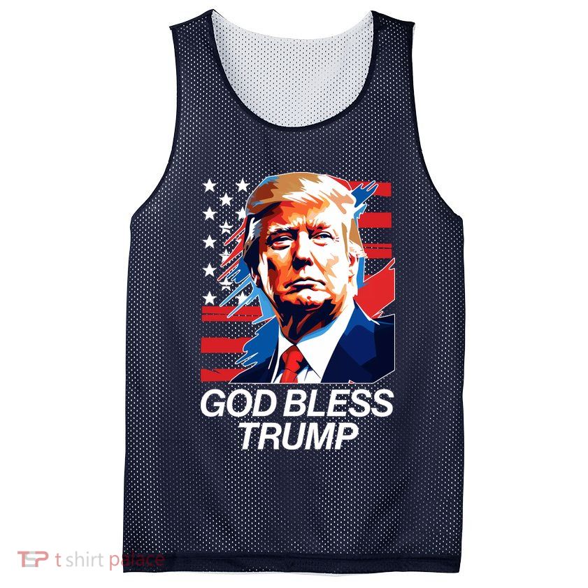 Patriotic God Bless Trump Mesh Reversible Basketball Jersey Tank