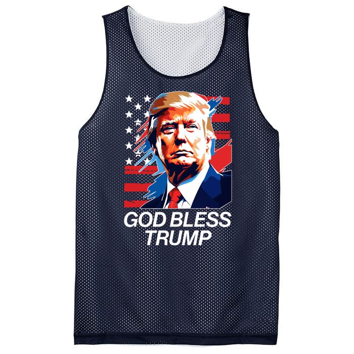 Patriotic God Bless Trump Mesh Reversible Basketball Jersey Tank