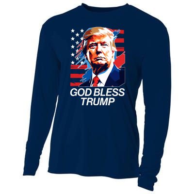 Patriotic God Bless Trump Cooling Performance Long Sleeve Crew