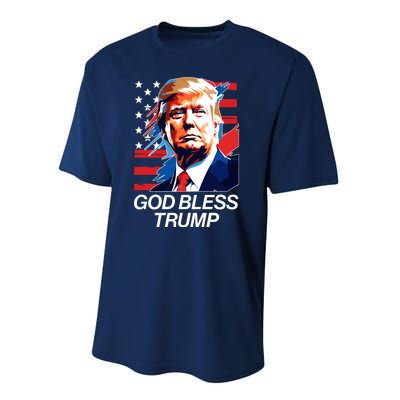 Patriotic God Bless Trump Performance Sprint T-Shirt