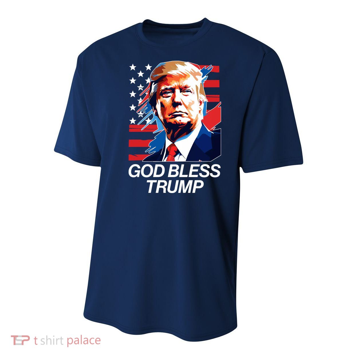 Patriotic God Bless Trump Youth Performance Sprint T-Shirt