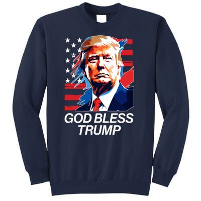 Patriotic God Bless Trump Tall Sweatshirt