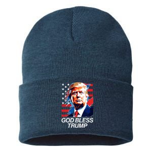 Patriotic God Bless Trump Sustainable Knit Beanie