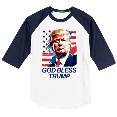 Patriotic God Bless Trump Baseball Sleeve Shirt