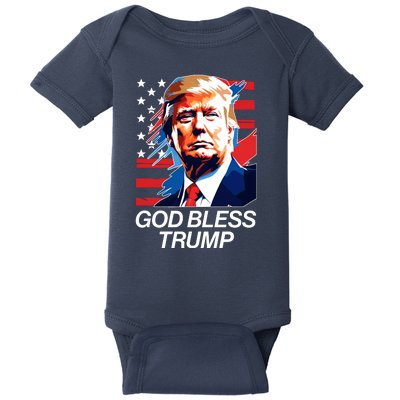 Patriotic God Bless Trump Baby Bodysuit