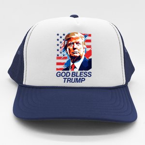 Patriotic God Bless Trump Trucker Hat