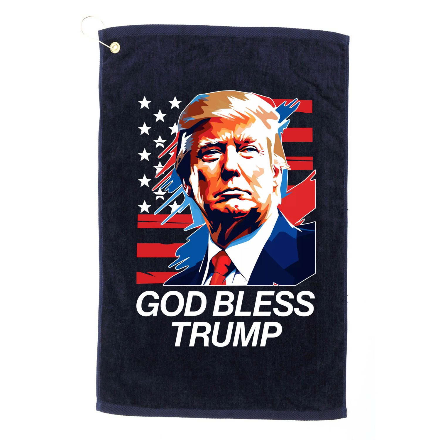 Patriotic God Bless Trump Golf Towel