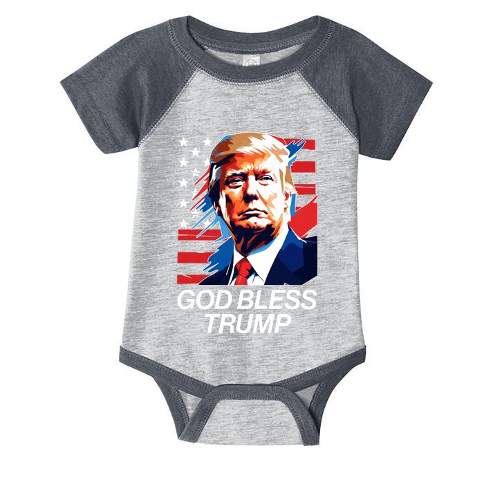 Patriotic God Bless Trump Infant Baby Jersey Bodysuit