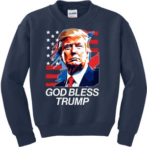 Patriotic God Bless Trump Kids Sweatshirt