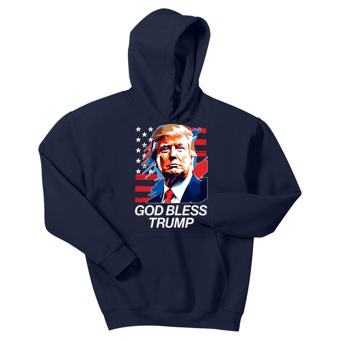 Patriotic God Bless Trump Kids Hoodie