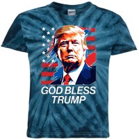 Patriotic God Bless Trump Kids Tie-Dye T-Shirt