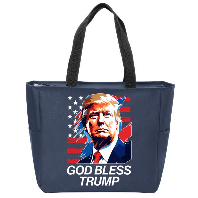 Patriotic God Bless Trump Zip Tote Bag