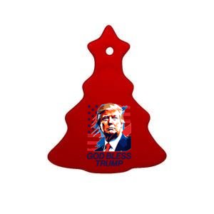 Patriotic God Bless Trump Ceramic Tree Ornament