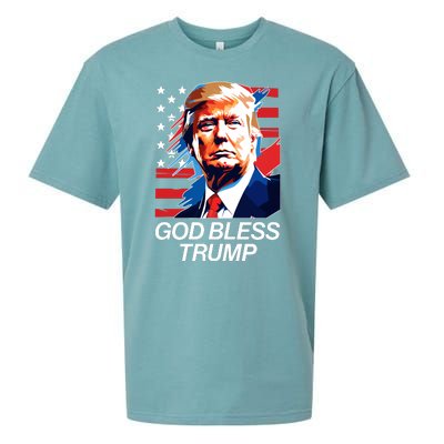 Patriotic God Bless Trump Sueded Cloud Jersey T-Shirt