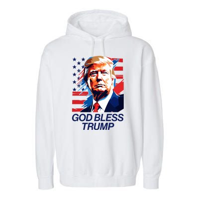 Patriotic God Bless Trump Garment-Dyed Fleece Hoodie