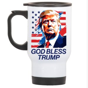 Patriotic God Bless Trump Stainless Steel Travel Mug