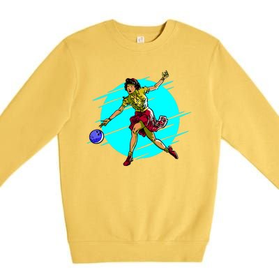 Pinup Girl Bowling Premium Crewneck Sweatshirt