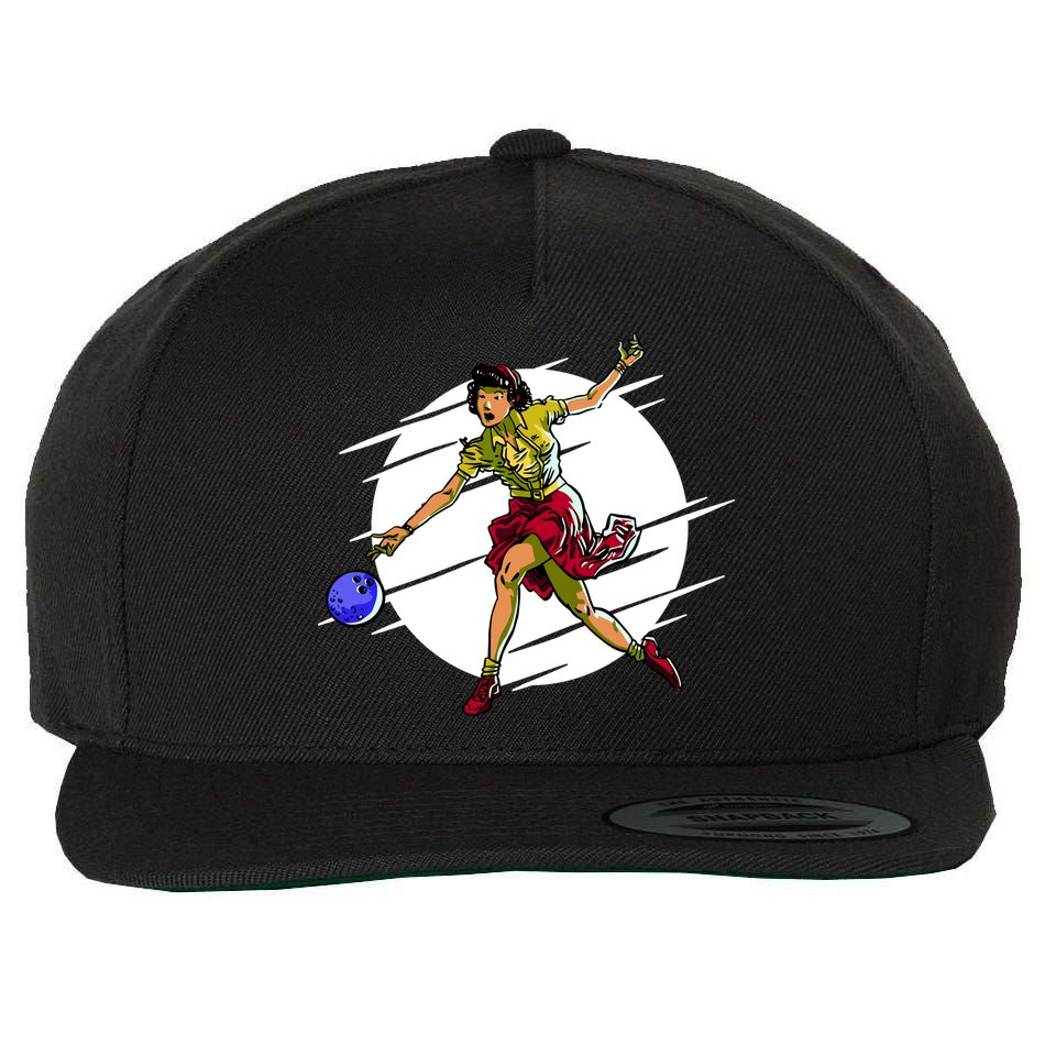 Pinup Girl Bowling Wool Snapback Cap