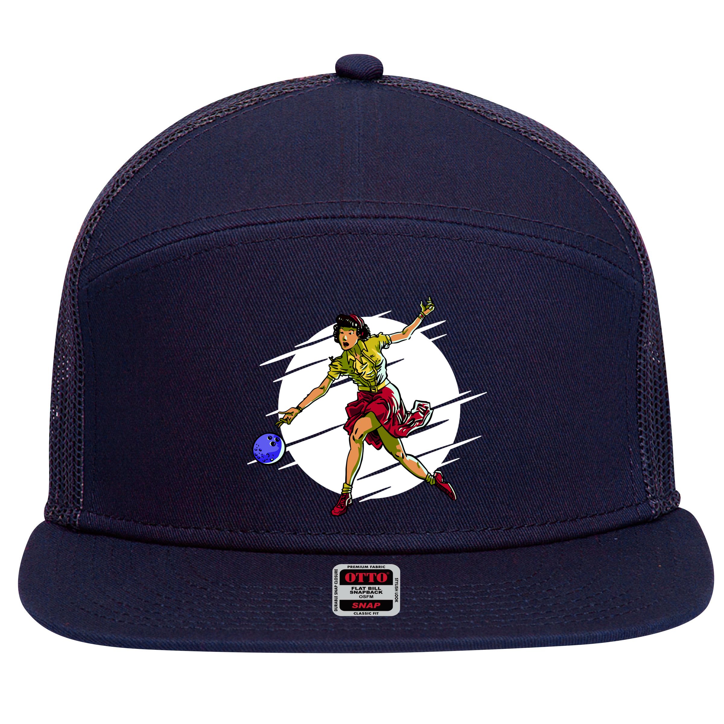 Pinup Girl Bowling 7 Panel Mesh Trucker Snapback Hat