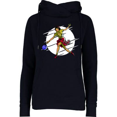 Pinup Girl Bowling Womens Funnel Neck Pullover Hood