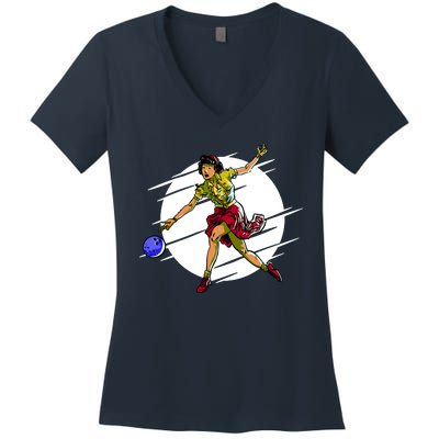 Pinup Girl Bowling Women's V-Neck T-Shirt