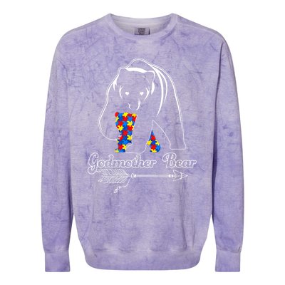 Proud Godmother Bear Autism Awareness Month Autistic Support Gift Colorblast Crewneck Sweatshirt