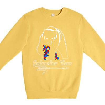 Proud Godmother Bear Autism Awareness Month Autistic Support Gift Premium Crewneck Sweatshirt