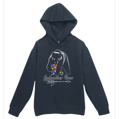 Proud Godmother Bear Autism Awareness Month Autistic Support Gift Urban Pullover Hoodie