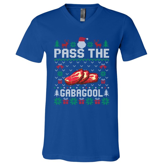 Pass Gabagool Christmas Ugly Funny Holidays Party Gift V-Neck T-Shirt