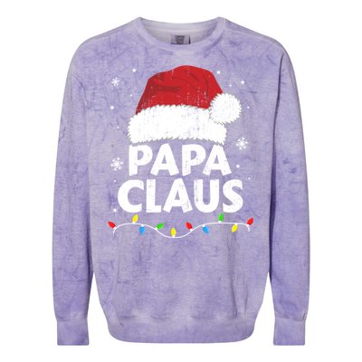 Papa Grandpa Claus Christmas Lights Matching Family Pajama Gift Colorblast Crewneck Sweatshirt