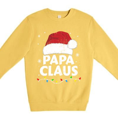 Papa Grandpa Claus Christmas Lights Matching Family Pajama Gift Premium Crewneck Sweatshirt