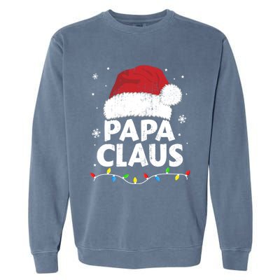 Papa Grandpa Claus Christmas Lights Matching Family Pajama Gift Garment-Dyed Sweatshirt