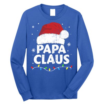 Papa Grandpa Claus Christmas Lights Matching Family Pajama Gift Long Sleeve Shirt