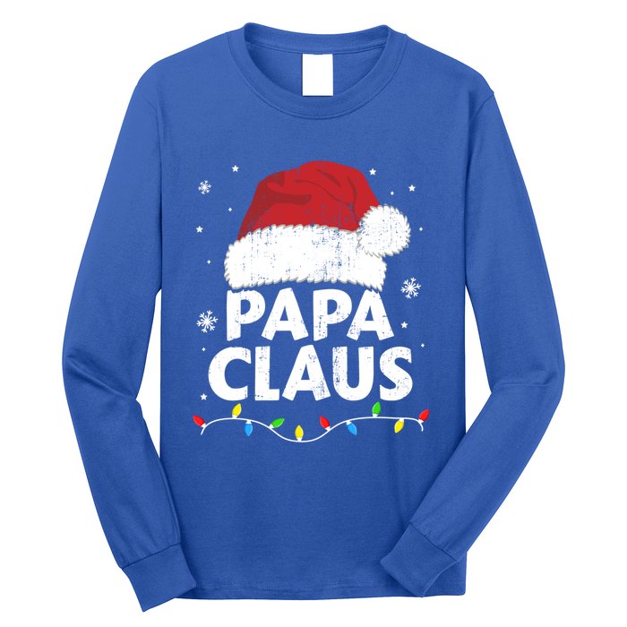 Papa Grandpa Claus Christmas Lights Matching Family Pajama Gift Long Sleeve Shirt