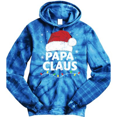 Papa Grandpa Claus Christmas Lights Matching Family Pajama Gift Tie Dye Hoodie