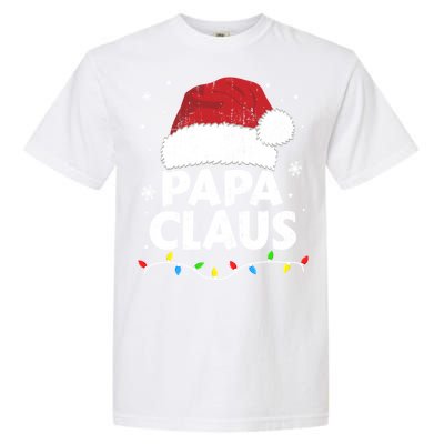 Papa Grandpa Claus Christmas Lights Matching Family Pajama Gift Garment-Dyed Heavyweight T-Shirt